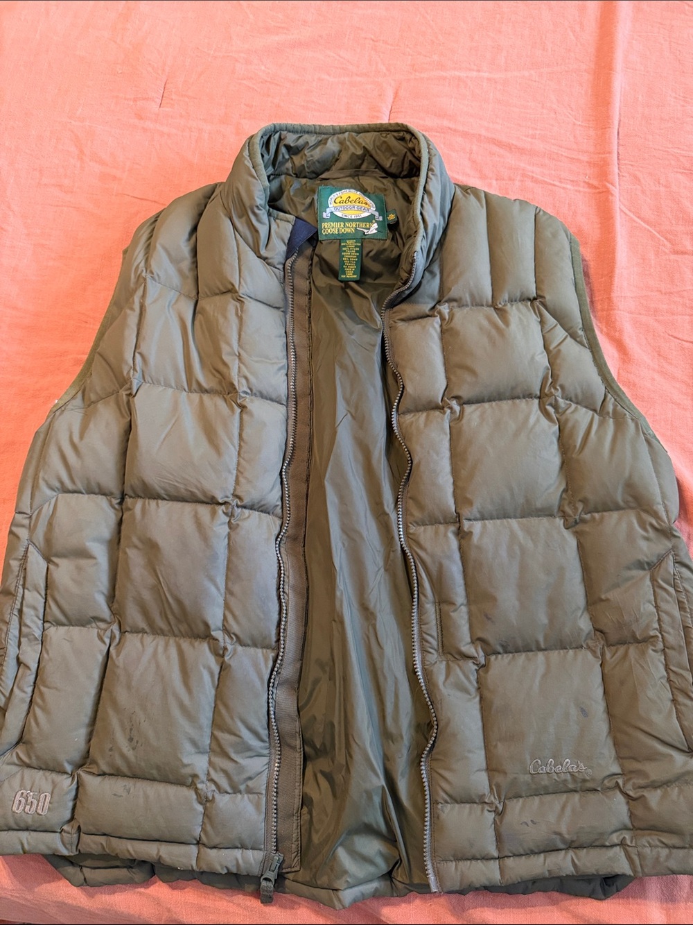 Cabela's Men's Olive Quilted Down Puffer Vest